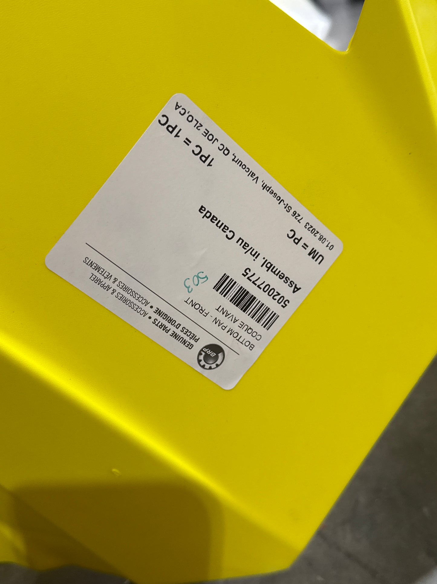 Ski-Doo G4 Front Bottom Pan # 502007775
